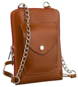 Torebki damskie - Skórzana torebka damska saszetka na suwak modna listonoszka crossbody z łańcuchem, brązowy - miniaturka - grafika 1