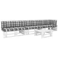 Meble ogrodowe - vidaXL Lumarko 4-częściowy zestaw wypoczynkowy z palet, z poduszkami, biały  3066722 - miniaturka - grafika 1