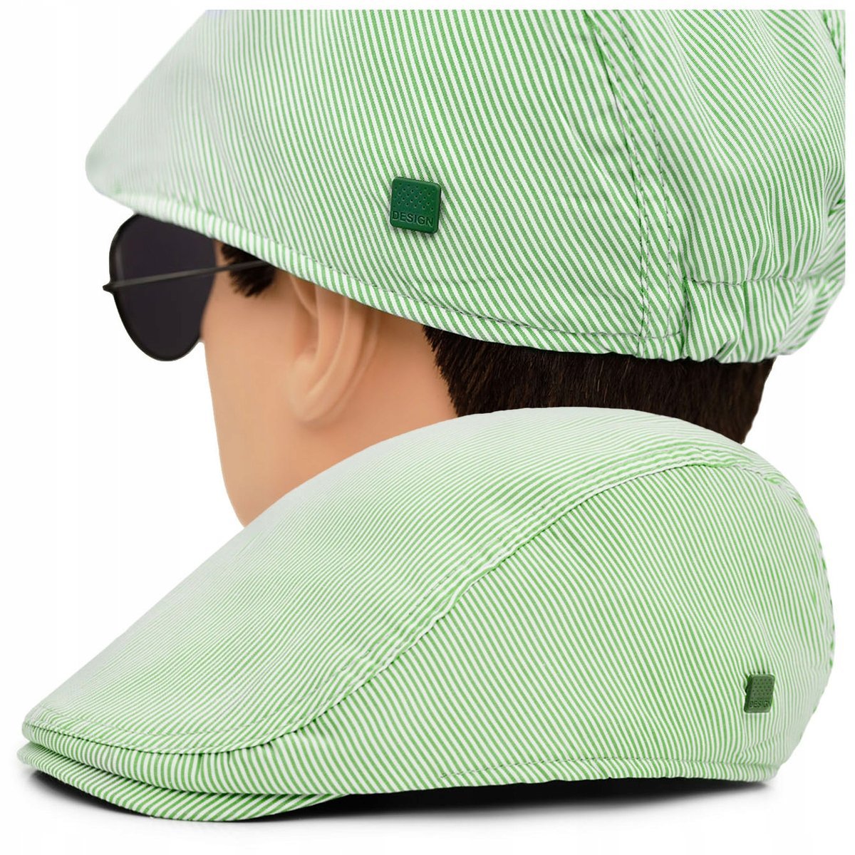 KASZKIET Męski Bawełniany na Lato Czapka w Paseczki ZIELONY Pako Jeans