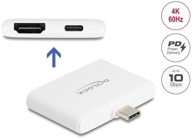 Adapter USB Delock USB Type-C Adapter do HDMI 4K 60 Hz i USB Type-C danych + PD 94 W 61087
