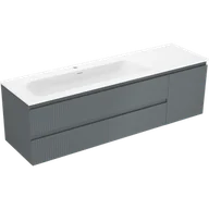 Szafki łazienkowe - Mexen Rivel szafka łazienkowa 160 cm z umywalką Vela lewą, 2S, 1D, ryflowana, grafit/biała mat - 91A23-16047-3-BBFFF66-W23L01 - miniaturka - grafika 1