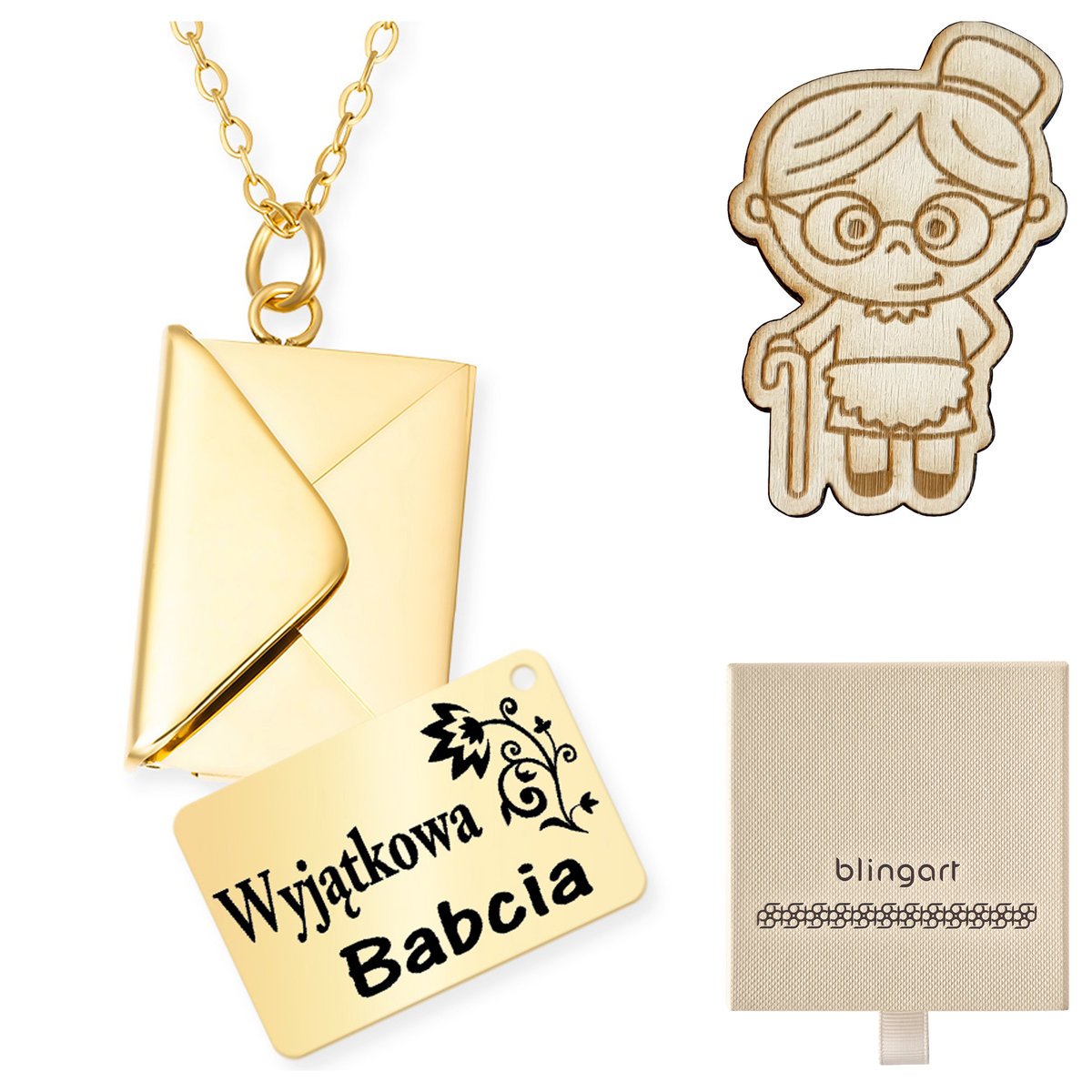 Naszyjnik celebrytka z grawerem koperta pozłacana