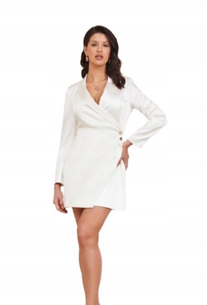 MARCIANO GUESS SUKIENKA ELEGANCKA SATYNOWA Z DŁUGIM RĘKAWEM ECRU 44 1GNA