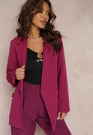 Marynarki i żakiety damskie - Ciemnofioletowa Marynarka Oversize Niezapinana Charme - miniaturka - grafika 1