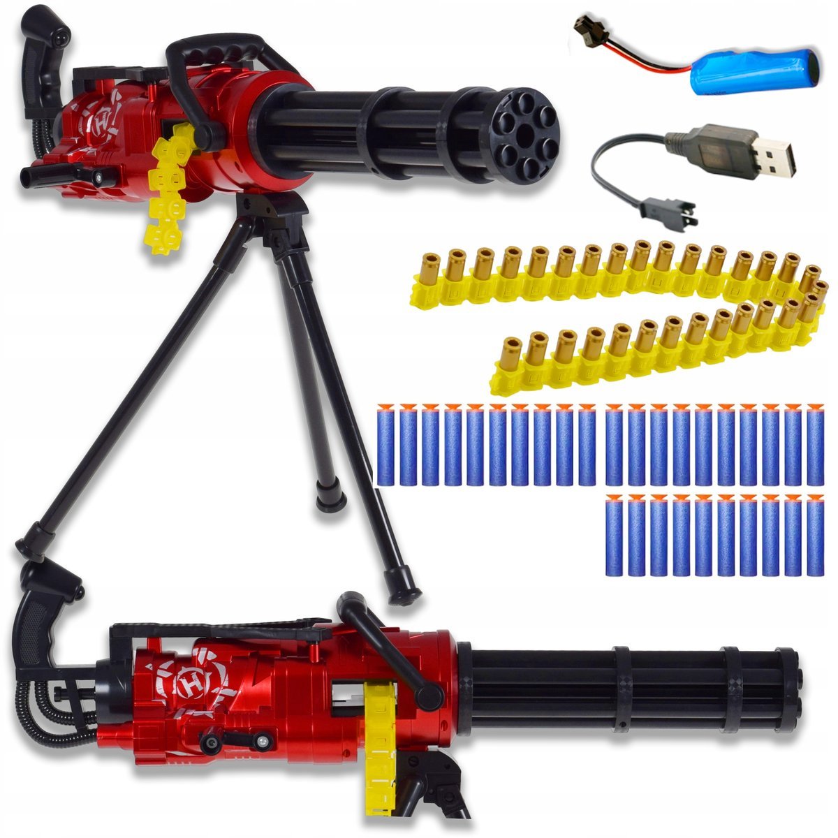 Wyrzutnia strzałek piankowych automatyczna taśmowy magazynek Li ion zestaw