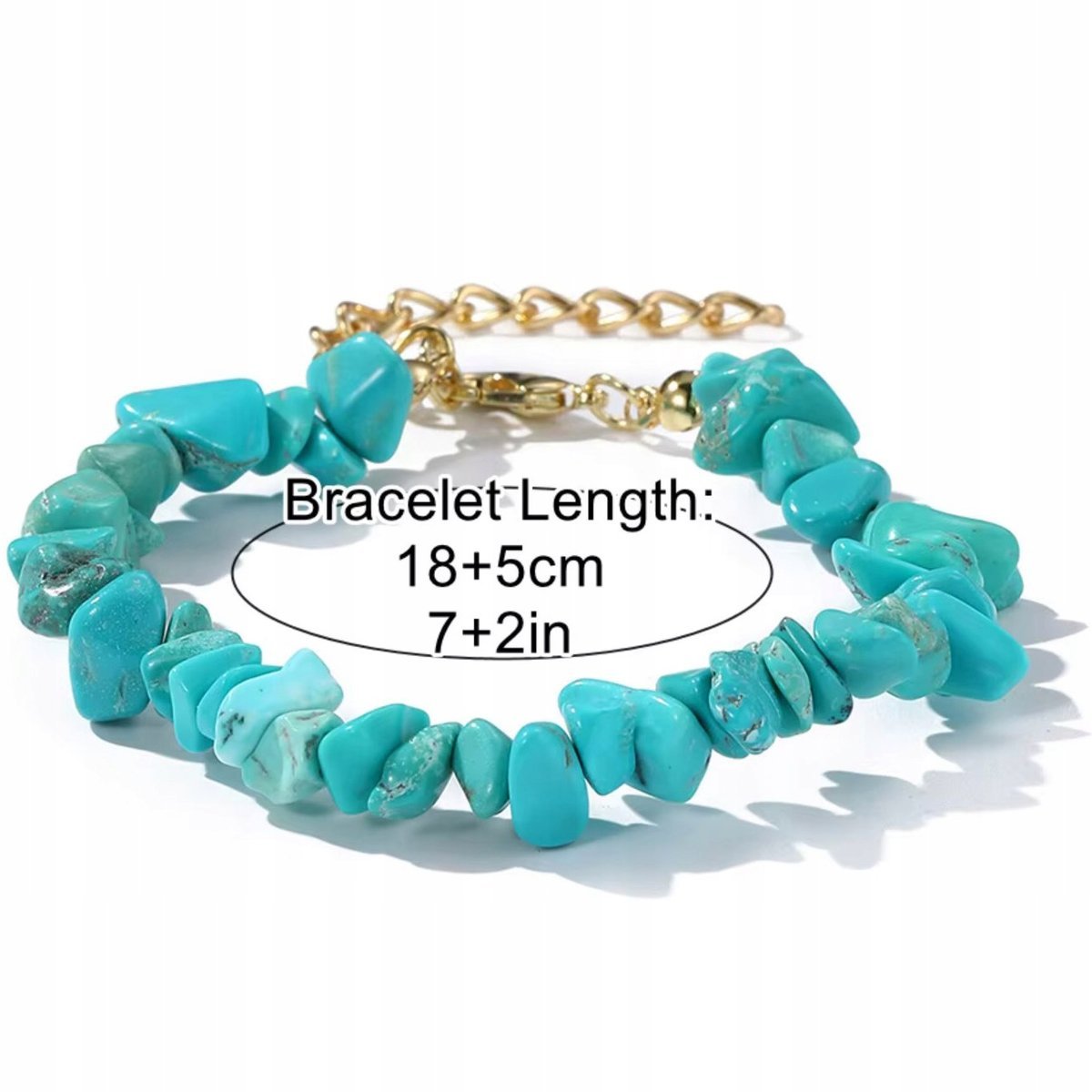 Niebieska Złota Bransoletka Kamień Regulowany Rozmiar Stal Szlachetna