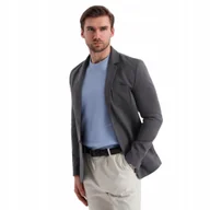 Marynarki męskie - Męska marynarka SLIM o subtelnej strukturze grafitowa V1 OM-BLZB-0101 XXL - miniaturka - grafika 1