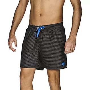 Kąpielówki męskie - Arena męskie szorty kąpielowe Yarn Dyed Boxer (szybkoschnące, sznurowane, kieszenie boczne, miękki materiał) czarny Black-white (501) L - grafika 1