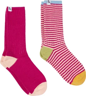 skarpety damskie ROXY SOFT AKIT STRIPE BOOT SOCKS 2 PACK Vivid Viola - MNF0 - Skarpetki damskie - miniaturka - grafika 1