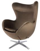 Fotele i krzesła biurowe - King Home Fotel EGG SZEROKI VELVET ciemny brąz.81 welur podstawa stal HE-066.D.BROWN.81 - miniaturka - grafika 1