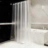 Zasłony - Długa zasłona prysznicowa PEVA, trwała, przezroczysta, wodoodporna, bezwonna, 180 x 180 cm - miniaturka - grafika 1