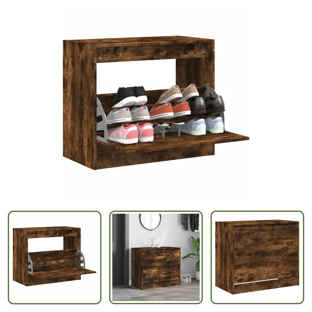 The Living Store Szafka na buty dąb wędzony 80x42x69 cm Materiał drewnopochodny