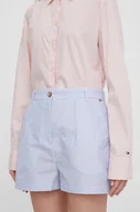 Spodenki damskie - Tommy Hilfiger szorty damskie kolor niebieski wzorzyste high waist - miniaturka - grafika 1