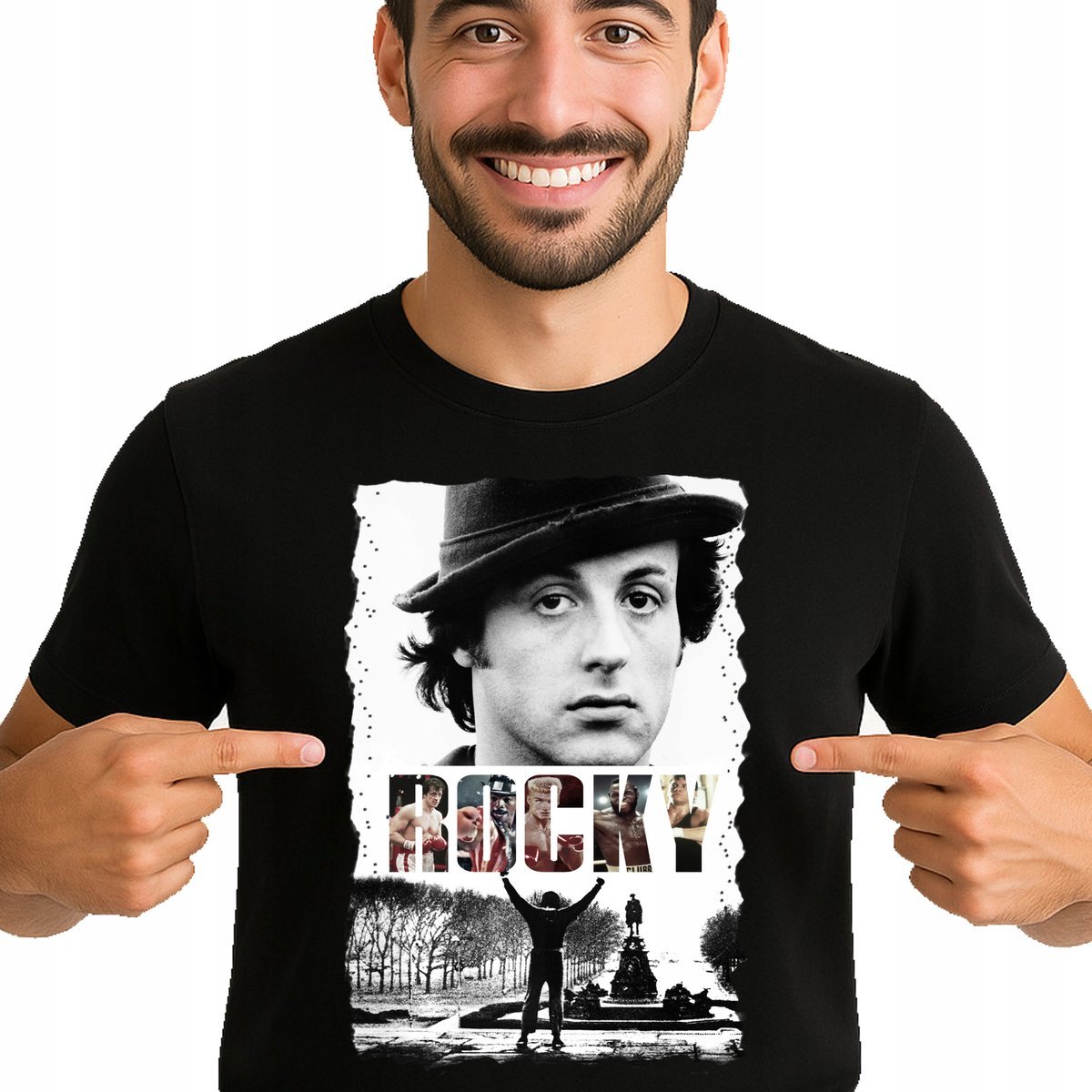 ROCKY BALBOA KOSZULKA MĘSKA STALLONE WŁOSKI OGIER DLA FANA 3461 XL CZARNA