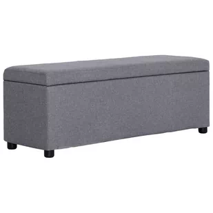 vidaXL Ławka ze schowkiem, 116 cm, jasnoszara, poliester vidaXL - Ławki do przedpokoju - miniaturka - grafika 1