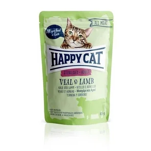 HAPPY CAT Adult Sterilised cielęcina i jagnięcina 85 g saszetka - Mokra karma dla kotów - miniaturka - grafika 1