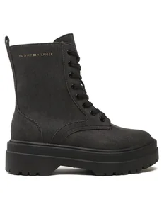 Tommy Hilfiger Trapery Feminine Essential Canvas FW0FW07357 Czarny - Botki damskie - miniaturka - grafika 1