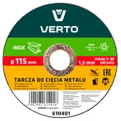 Akcesoria do elektronarzędzi - VERTO Tarcza tnąca do metalu 115 x 1,5 x 22,2 mm - miniaturka - grafika 1