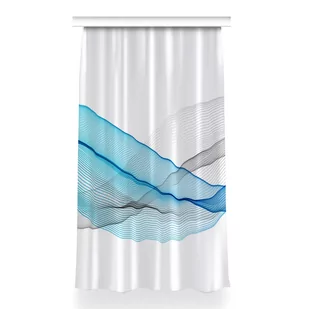 Zasłona gotowa Paski niebiesko-szare dekor 150x260, Fabricsy - Zasłony - miniaturka - grafika 1