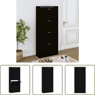 Szafki na buty - The Living Store Szafka na buty czarna 63x24x147 cm Materiał drewnopochodny - miniaturka - grafika 1