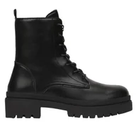 Botki damskie - Botki Workery Damskie Skórzane Czarne Simala Wysokie Modne Stylowe Na Jesień Na Wiosnę na Zimę Klasyczne Eleganckie 39 - miniaturka - grafika 1