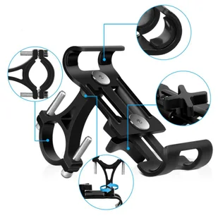 Uchwyt rowerowy Alogy Metal Bike Holder do telefonu na kierownicę na rower motor hulajnoga Czarny + Pasek bezpieczeństwa - Akcesoria rowerowe - miniaturka - grafika 3
