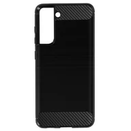 Etui i futerały do telefonów - Elastyczne wzmocnione etui Samsung Galaxy S21 FE z efektem szczotkowanego włókna węglowego w kolorze czarnym - miniaturka - grafika 1