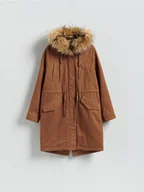 Płaszcze damskie - Reserved - Bawełniana parka z kieszeniami - miedziany - miniaturka - grafika 1
