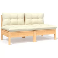 Sofy ogrodowe - VidaXL Lumarko 2-osobowa sofa ogrodowa z kremowymi poduszkami, drewno sosnowe! 806652 VidaXL - miniaturka - grafika 1