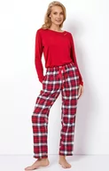 Piżamy damskie - Piżama damska czerwona z spodniami w kratę Marie Long, Kolor czerwony, Rozmiar S, Aruelle - Intymna - miniaturka - grafika 1
