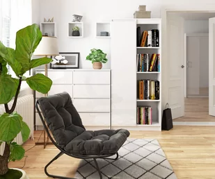 REGAŁ BIUROWY R 80 cm CLP 1 DRZWI 4 PÓŁKI BIAŁY / BIAŁY POŁYSK - Regały biurowe - miniaturka - grafika 9