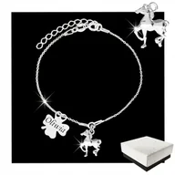 Biżuteria dla dzieci - Srebrna Bransoletka dla Dziewczynki Koń Konik Koniczynka GRAWER Srebro 925 - miniaturka - grafika 1