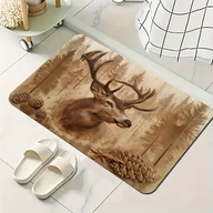 Inne - TEMU 1 szt. Wycieraczka z Motywem Jelenia, Antypoślizgowa, Pralna, Poliestrowa do Wnętrz/Zewnętrz, Lekka Prostokątna Mata do Salonu, Sypialni, - miniaturka - grafika 1