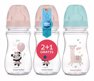 Canpol babies zestaw 3 butelek szerokich antykolkowych 240ml Exotic ze smoczkami 3m+ - Butelki dla niemowląt - miniaturka - grafika 1