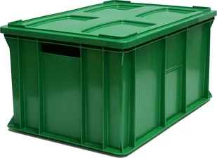 Artech Pojemnik transportowy EURO 300 z pokrywą, dno i ścianki pełne wym. 600 x 400 x 300 mm zielony - Pojemniki przemysłowe - miniaturka - grafika 1