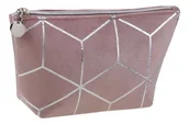 Kosmetyczki, organizery i kuferki - INTER VION Kosmetyczka welurowa Różowa 109922-uniw - miniaturka - grafika 1