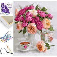 Malowanie po numerach - Bukiet Róż Na Stole - miniaturka - grafika 1