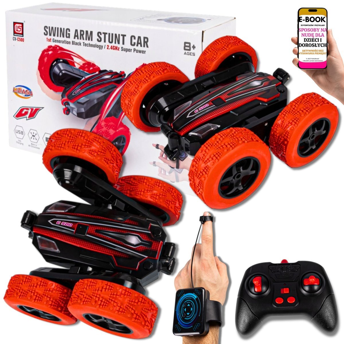 PREZENT DLA DZIECKA AUTO RC TWISTER 4x4 KASKADER Z LED STEROWANE GESTAMI I PILOTEM DLA CHŁOPCA 8+ EBOOK-3