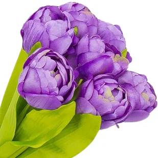 [w04323] Bukiet tulipanów pełnych 7 kwiatów fioletowy 39cm - Sztuczne kwiaty - miniaturka - grafika 1