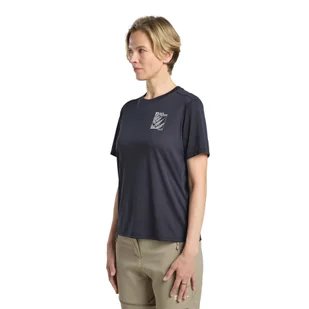 Damska koszulka funkcjonalna Jack Wolfskin VONNAN GRAPHIC T W EXPLORE graphite - XXL - Koszulki i topy damskie - miniaturka - grafika 1