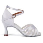 Pozostały sprzęt i akcesoria do ćwiczeń - Buty Taneczne Burtan Havana Do Tańca Towarzyskiego Salsa Białe 7 Cm - miniaturka - grafika 1