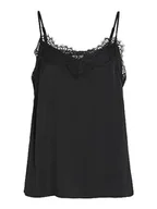Koszulki i topy damskie - Vila Damski top koronkowy Vicava New Lace Singlet/Su-Noos, czarny, 40 - miniaturka - grafika 1