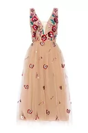 Sukienki - Swing Fashion Damska sukienka midi | elegancka sukienka | odświętna sukienka | sukienka imprezowa | sukienka wieczorowa | sukienka ślubna | sukienka na bal | sukienka balowa | dekolt w serek | bez - miniaturka - grafika 1