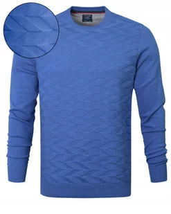 Elegancki SWETER Męski Klasyczny NIEBIESKI Bawełniany XL Pako Jeans - Swetry męskie - miniaturka - grafika 1