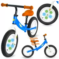 Rowerki biegowe - ROWEREK BIEGOWY NIEBIESKI POMPOWANE KOŁA 12" ŚWIECĄCE LED SOLIDNY JEŹDZIK - miniaturka - grafika 1