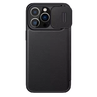 Nillkin Qin Leather Pro Case etui iPhone 14 Pro Max osłona na aparat kabura pokrowiec obudowa z klapką czarny - Etui i futerały do telefonów - miniaturka - grafika 1