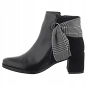 Botki damskie - Czarne botki damskie Maciejka 04295-01skóra eleganckie słupek r.38 - miniaturka - grafika 1