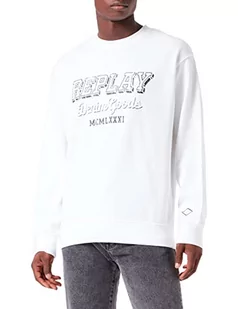 Replay Bluza męska M6314, 001 biała, L - Bluzy męskie - miniaturka - grafika 1