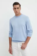 Swetry męskie - BOSS sweter bawełniany kolor niebieski lekki - Boss - miniaturka - grafika 1