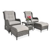 Meble ogrodowe - Zestaw mebli ogrodowych FOCUS GARDEN Sienna Duo Premium Dark Grey, szary, 5-elementowy - miniaturka - grafika 1